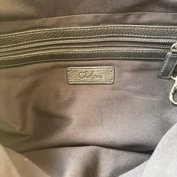 Cole Haan Canvas Leather Trim Briefcase Bag Grey Black 16" Messenger Laptop Bag - Picture 9 of 16